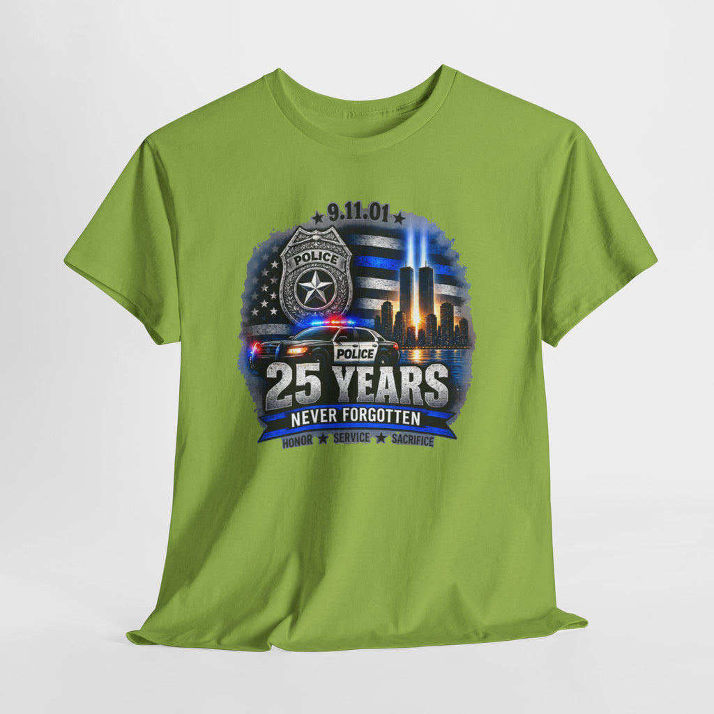 9-11 25 Years Never Forgotten Tee | Police Tribute, Twin Towers Memorial