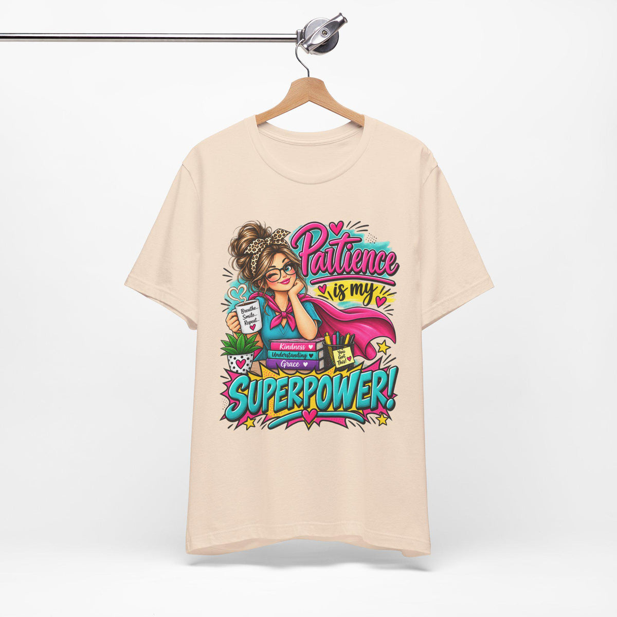 Mom Patience Superpower Graphic Tee | Comic Style Superhero Shirt