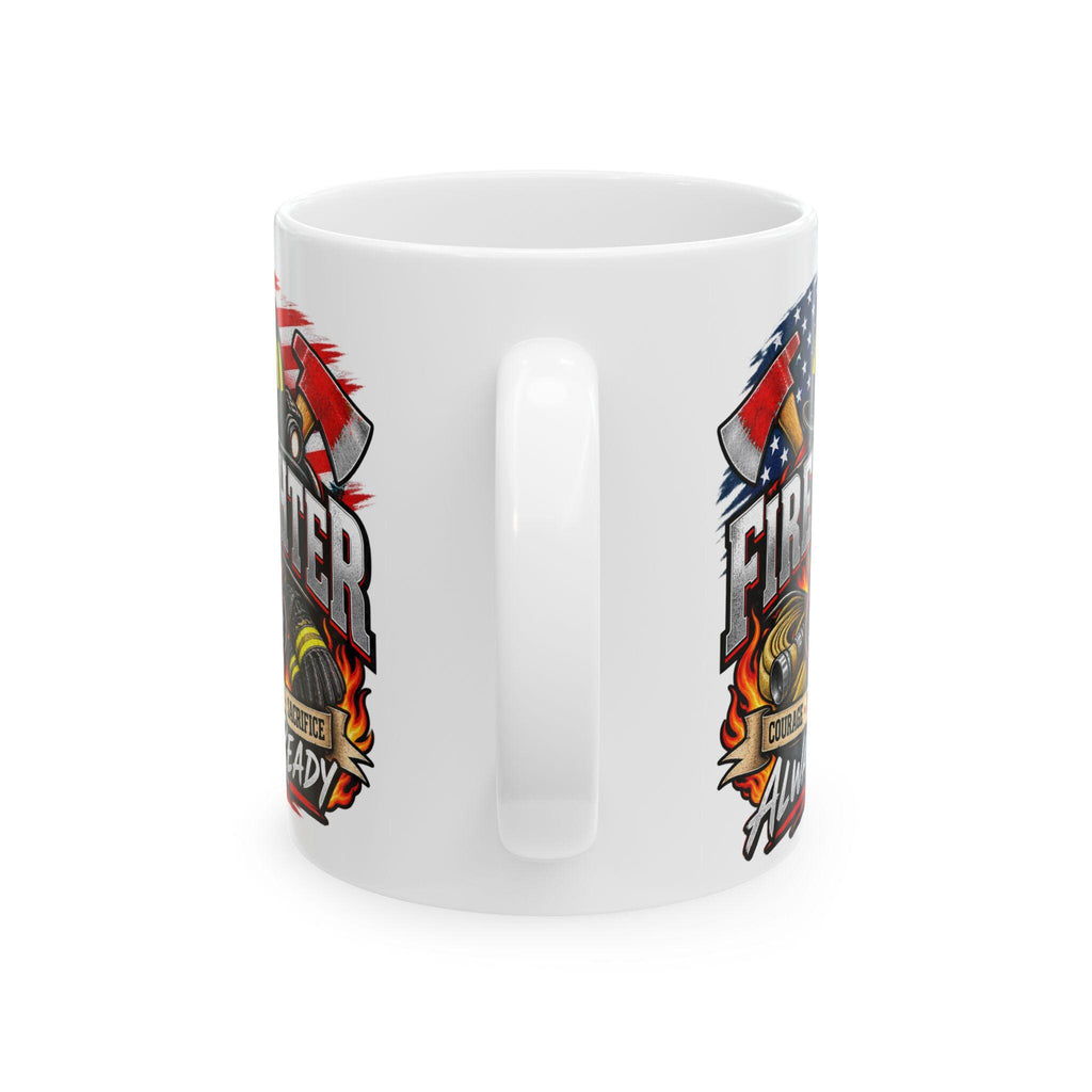 Firefighter Helmet Axes Mug | Courage Dedication Sacrifice Coffee Cup