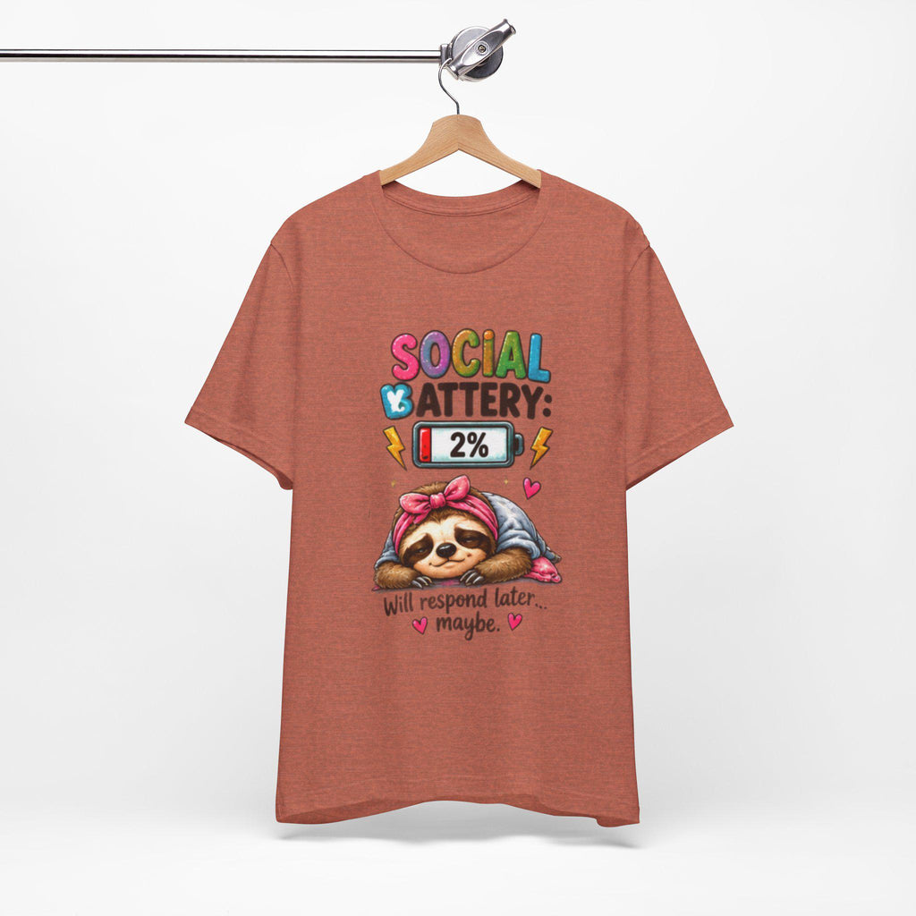 Social Battery Low Tee | Funny Introvert Shirt, Fun Sarcasm Tee Shirt, Bella Canvas Tee