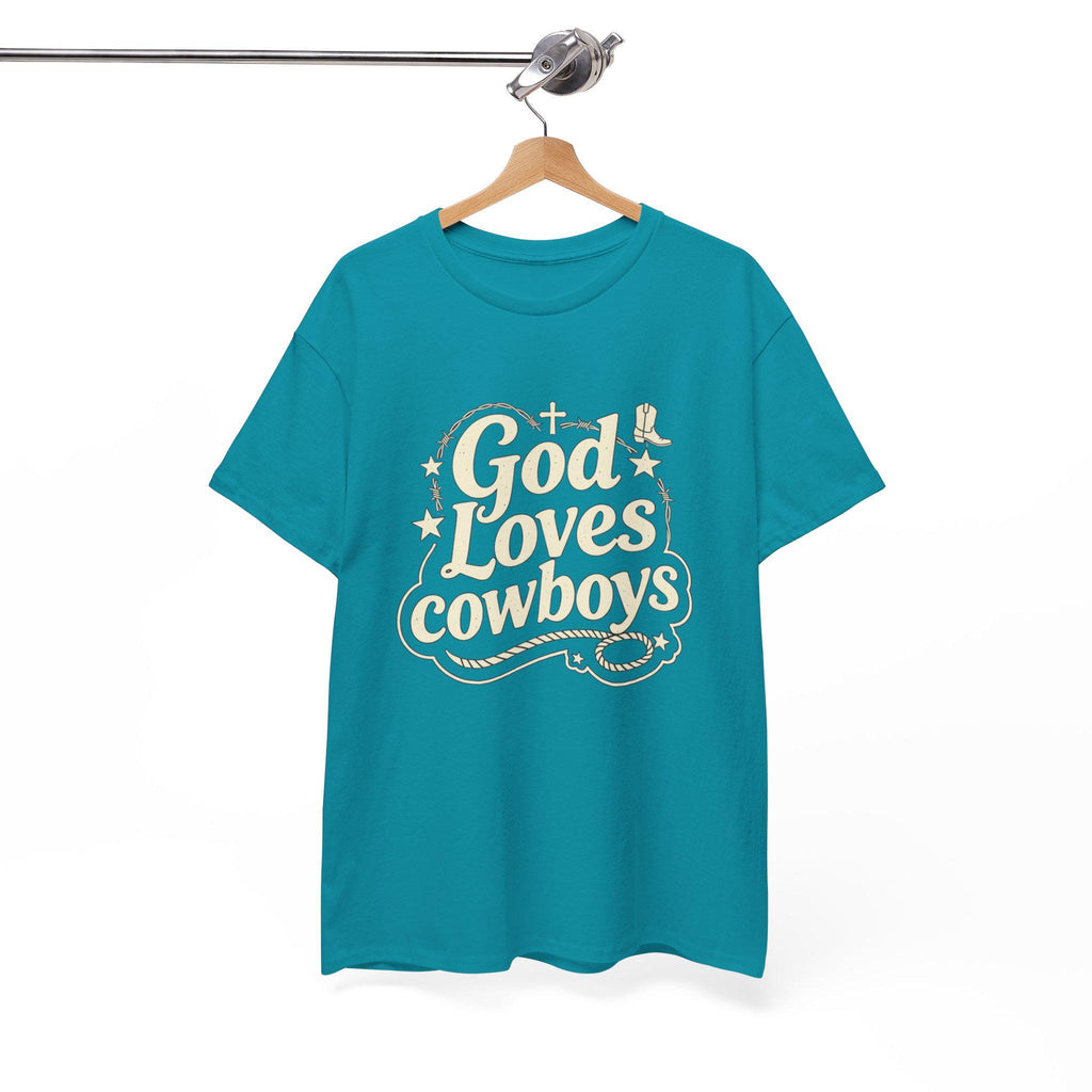 God Loves Cowboys T-Shirt | Western Christian Typography Tee