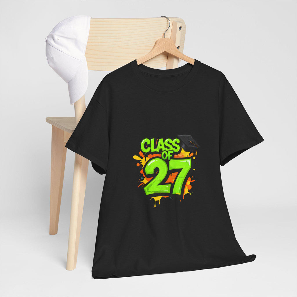 Class of 27 Graduation Tee | Neon Graffiti Grad Cap Design