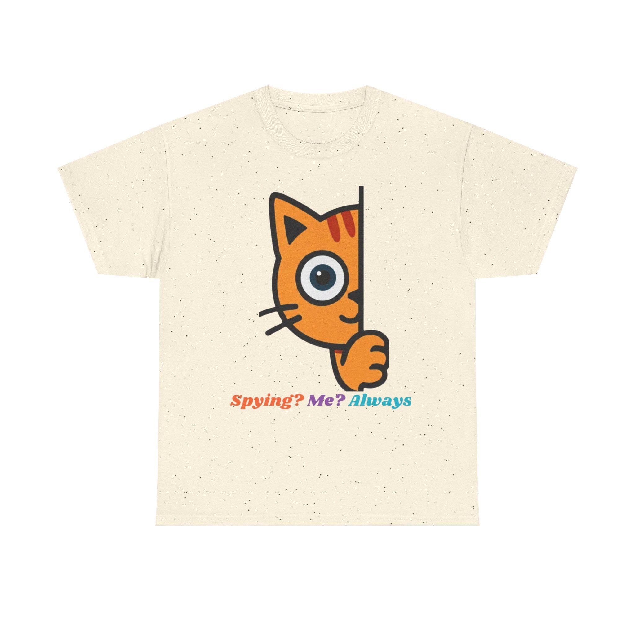 Orange Cat Peeking Tee | Playful Spying Kitty Graphic Shirt