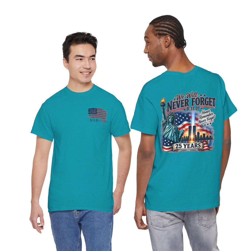 9/11 Memorial Tee | Statue of Liberty, Twin Towers, American Flag (25 Years)