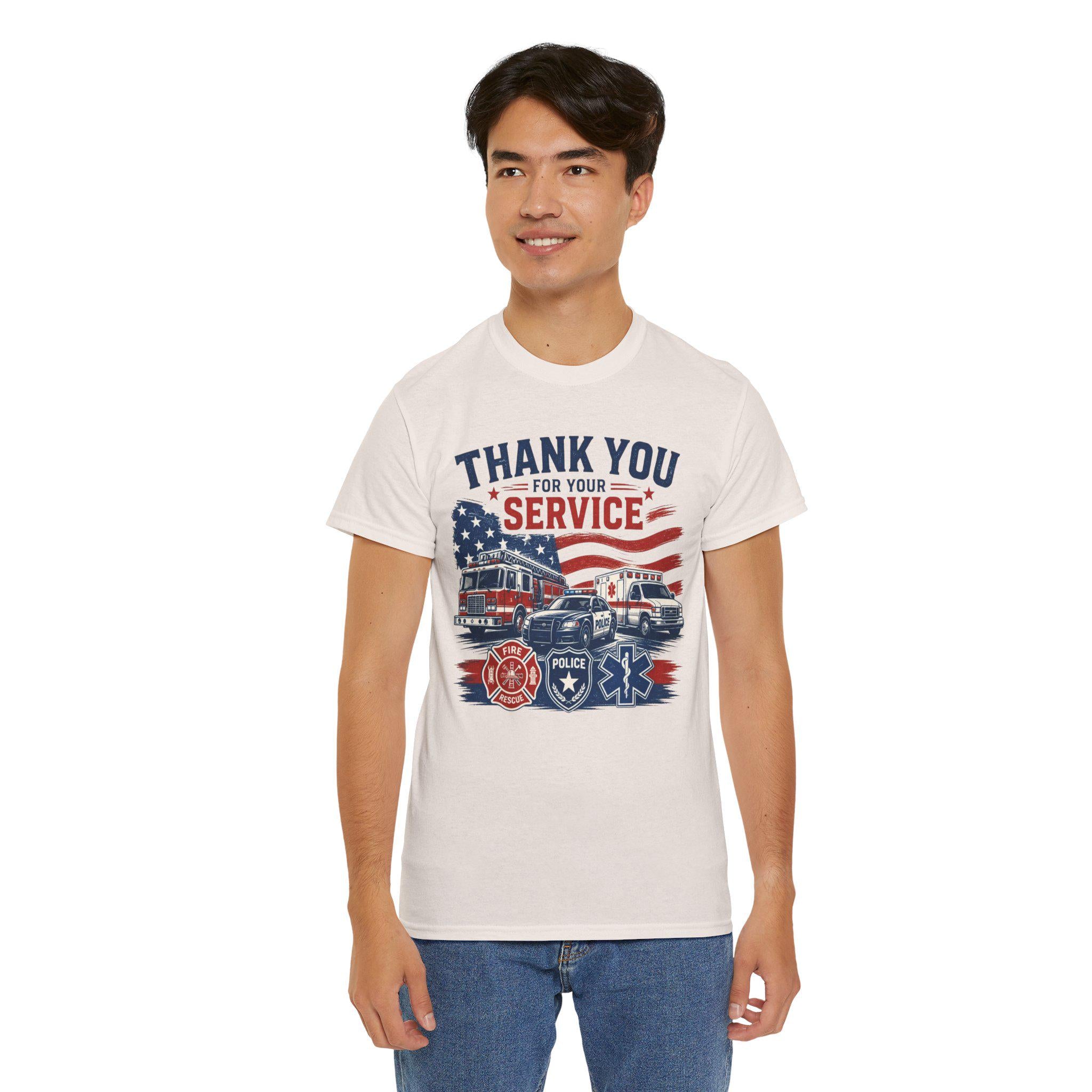 Thank You For Your Service Tee | Firefighter Police EMS American Flag
