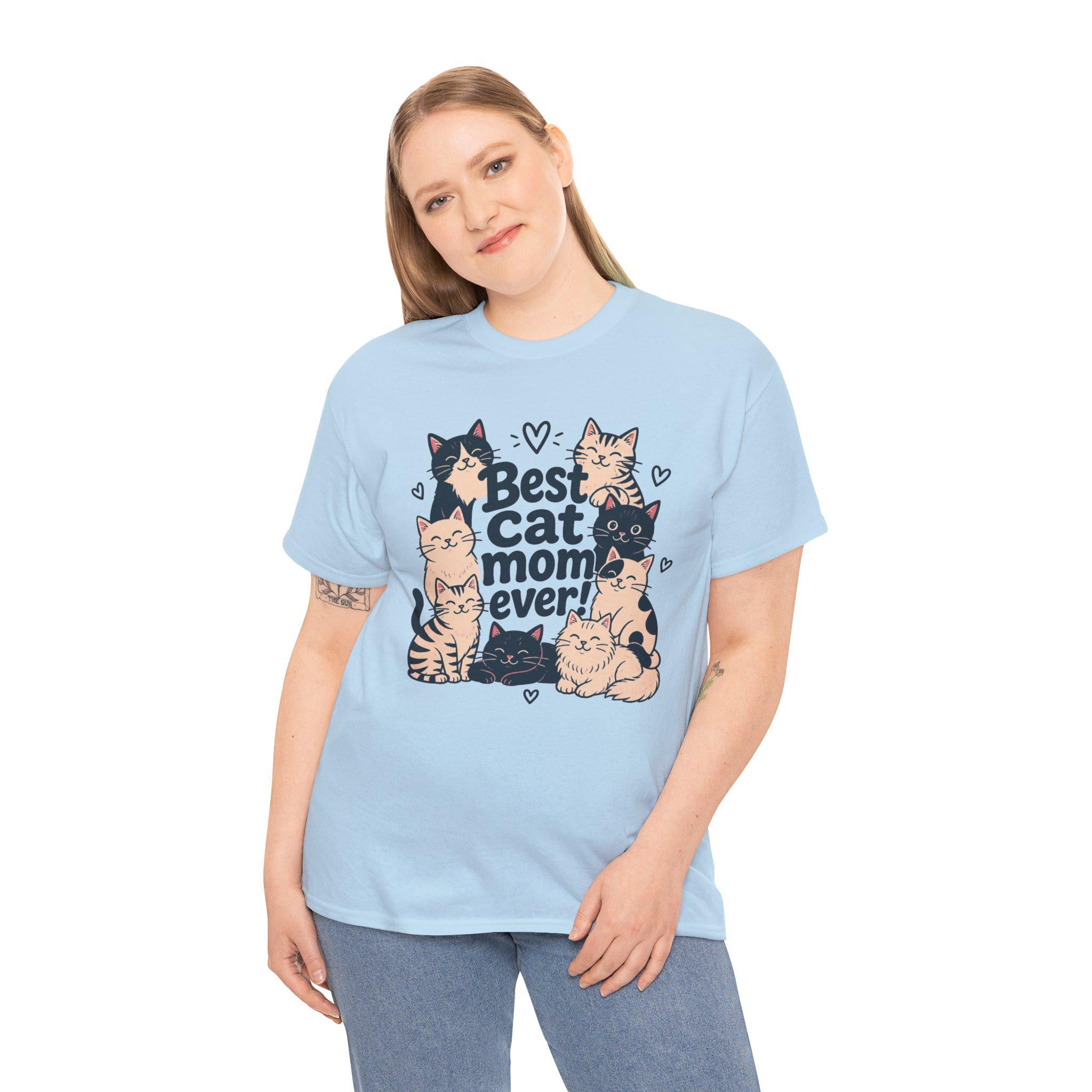 Cat Mom T-Shirt | Kitten Illustration, Cat Lover Tee, 100% Cotton