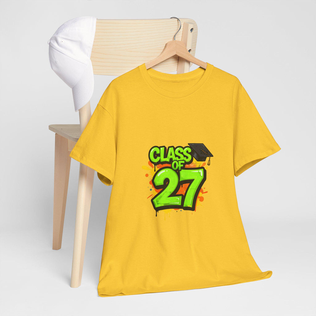 Class of 27 Graduation Tee | Neon Graffiti Grad Cap Design
