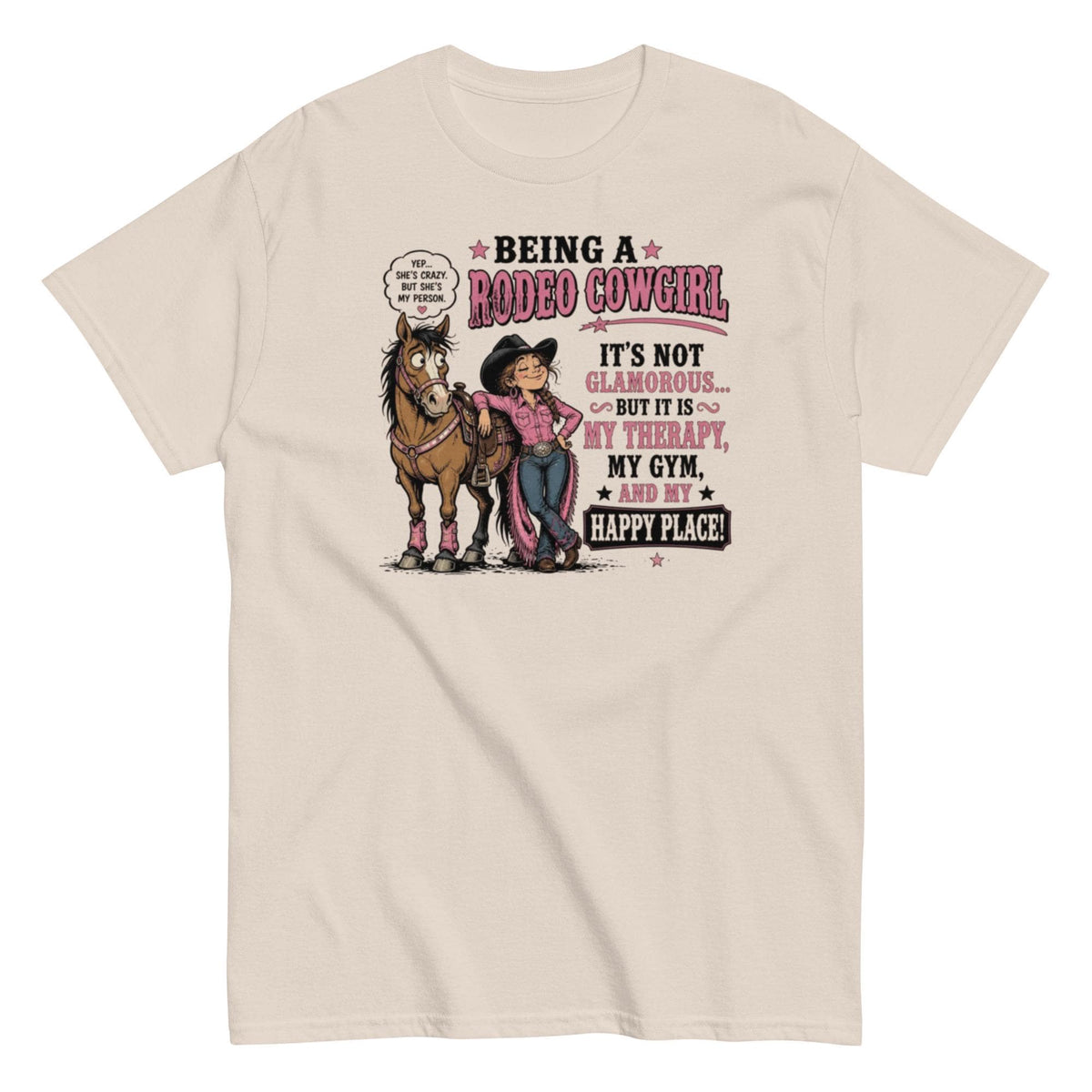 Rodeo Cowgirl Tee: My Therapy, My Happy Place Unisex Cotton Shirt