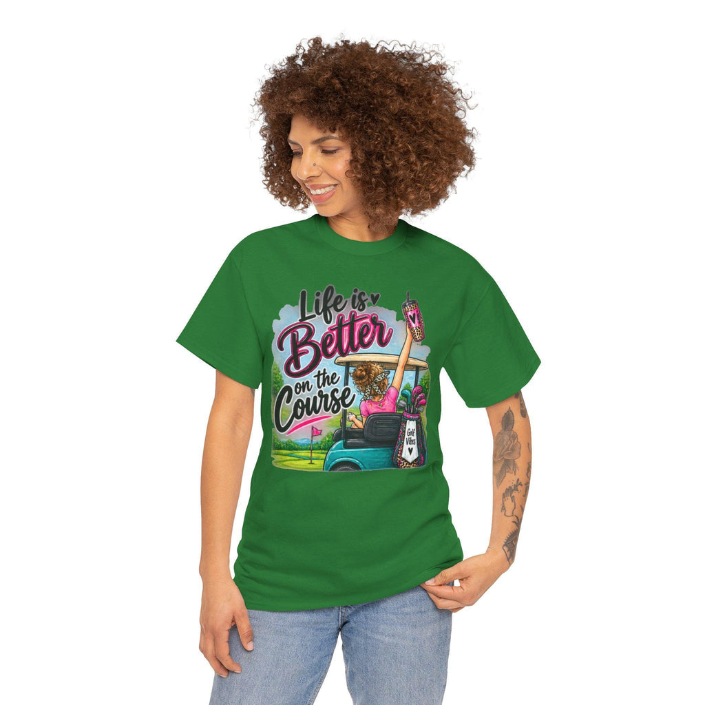 Women's Golf T-Shirt | Retro Cart, Bag, Tee Humor (100% Cotton)