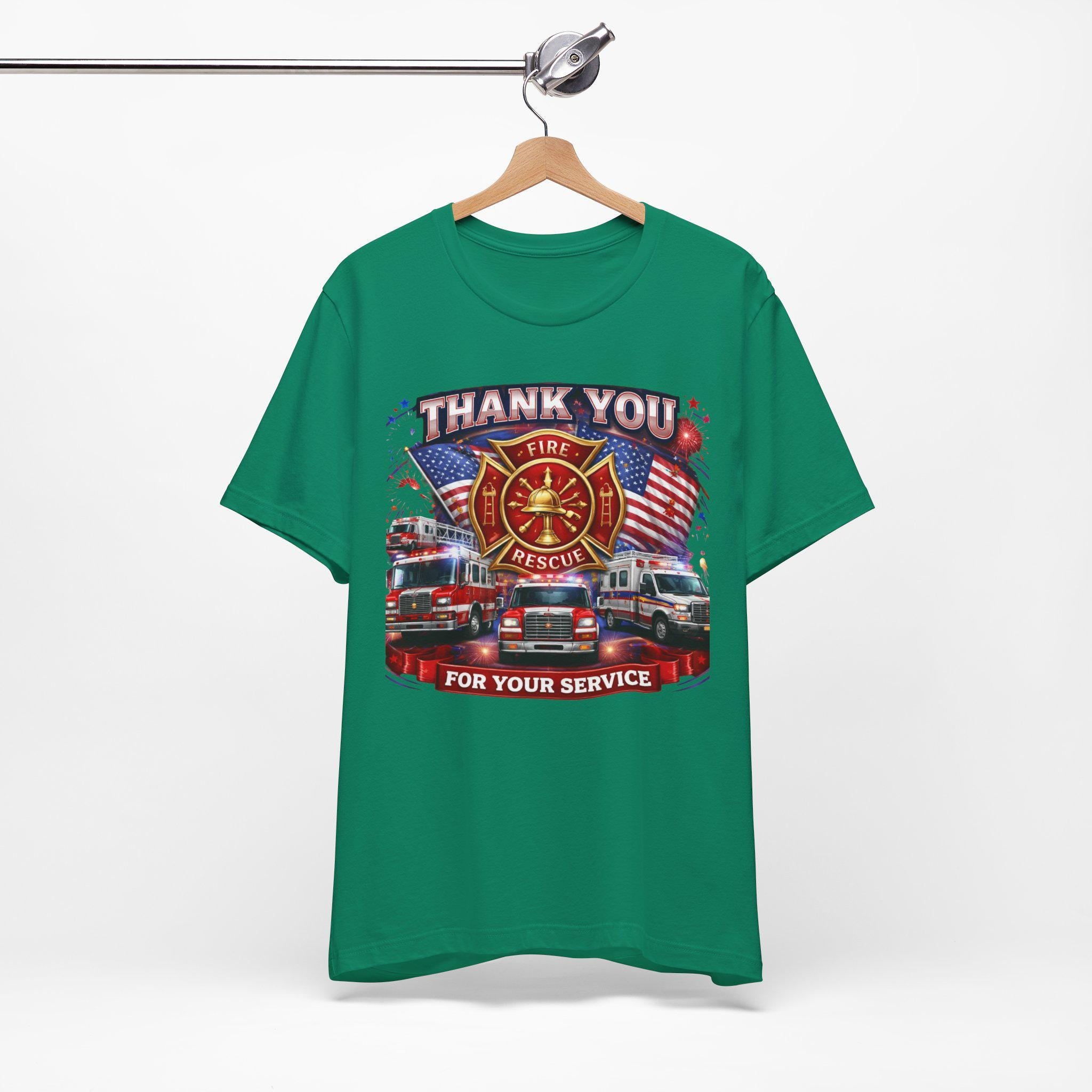 Thank You Fire Rescue For Your Service T-Shirt | Firefighter Tribute Tee