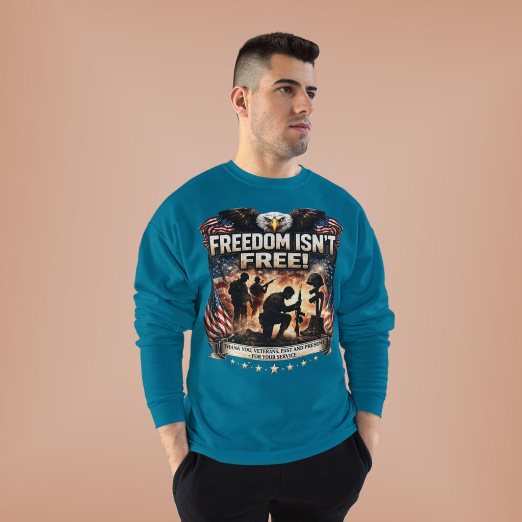 Patriotic Eagle Soldier Crewneck | Freedom Isn't Free, American Flag Sweatshirt