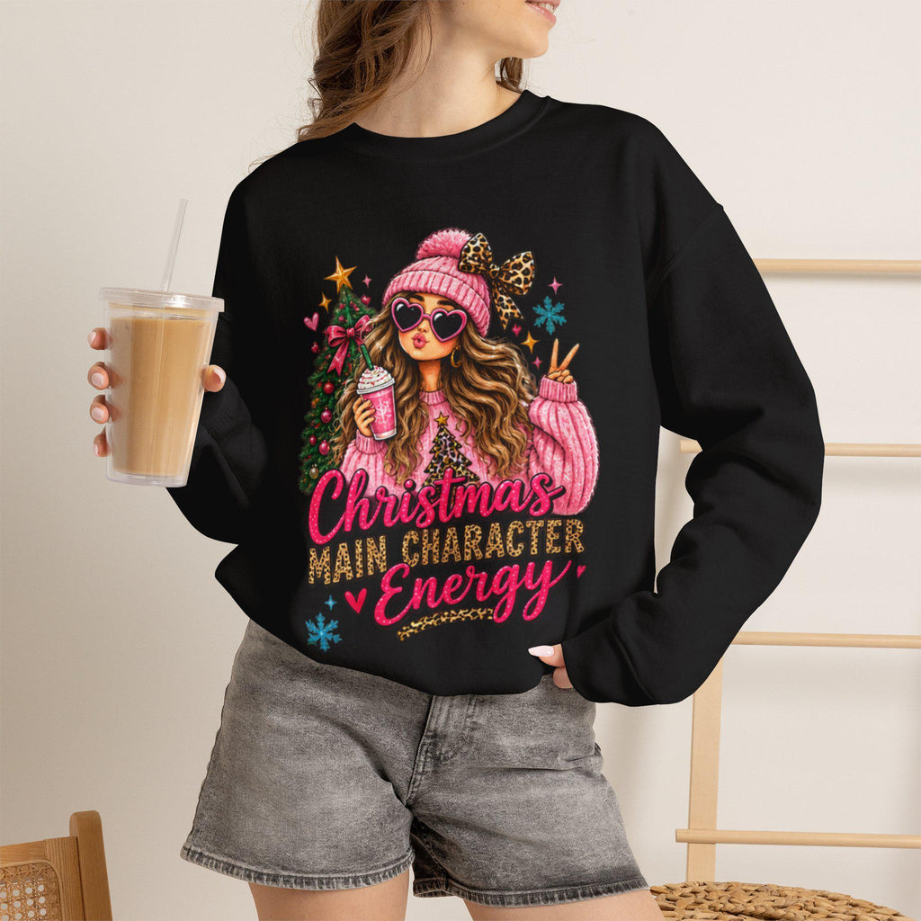 Pink Christmas Tree Sweatshirt, GenZ Christmas Crewneck, Cute Holiday Sweatshirt for Her, Retro Xmas Gift, Trendy Womens Winter Top