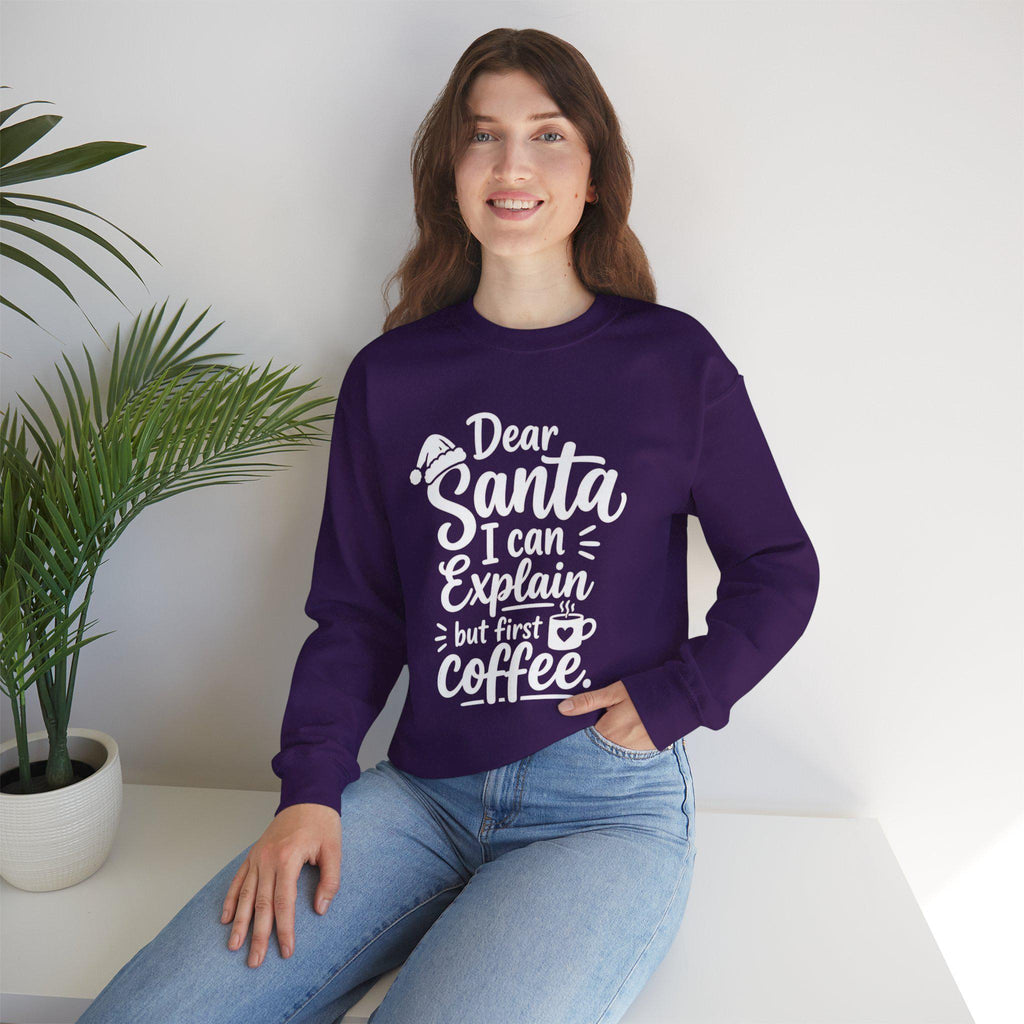 Dear Santa I Can Explain But First Coffee sweatshirt | Christmas crewneck