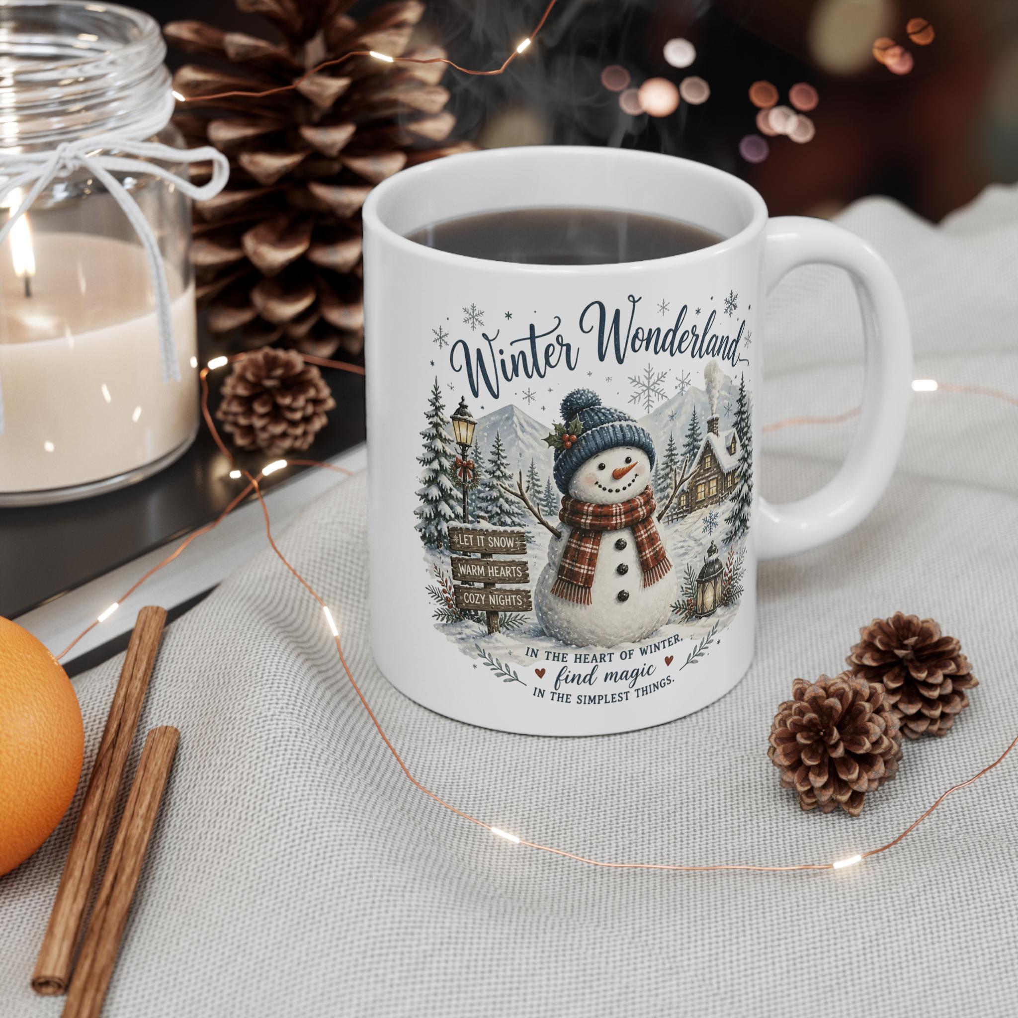 Winter Wonderland Snowman Mug | Holiday Snowman coffee cup