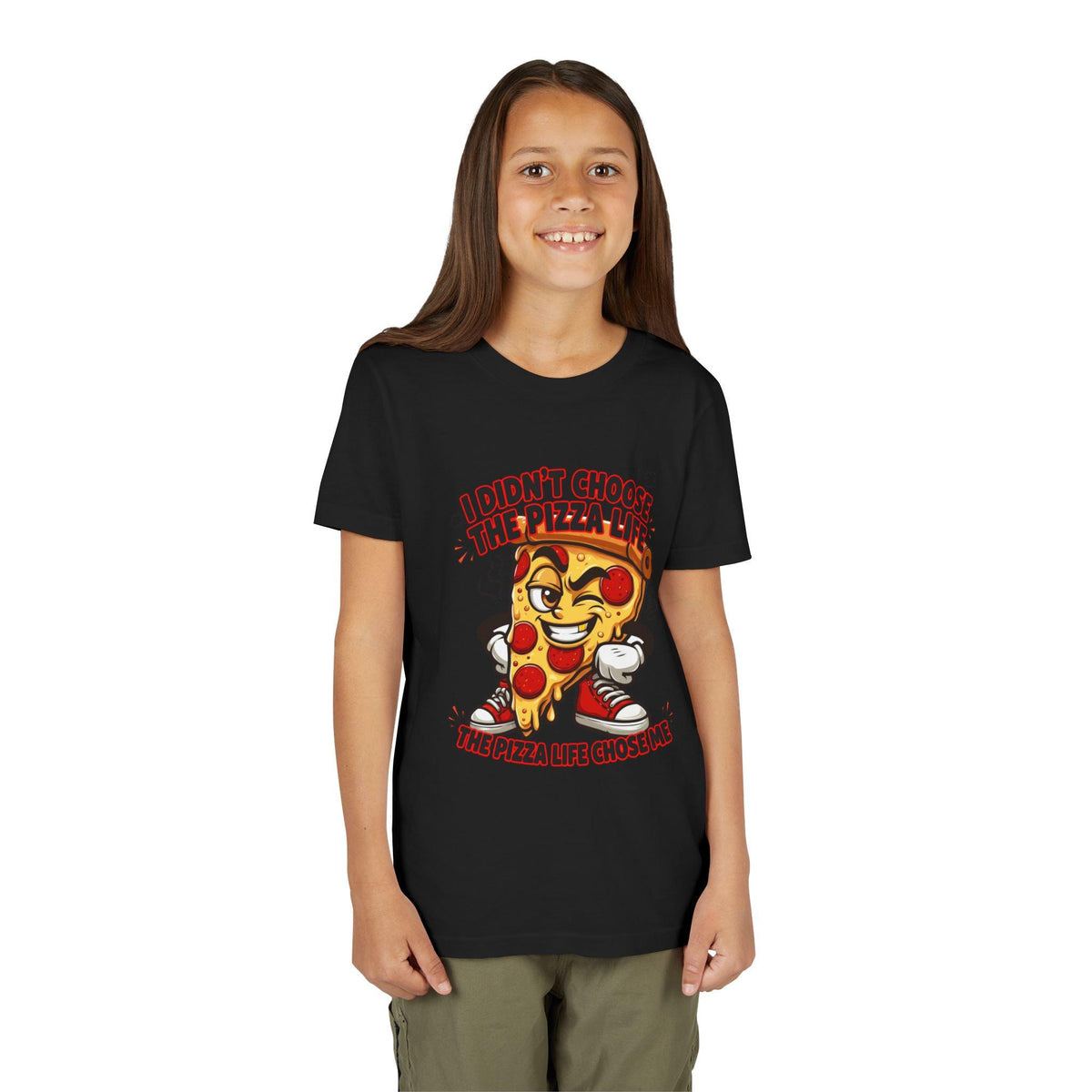I Didn't Choose the Pizza Life cartoon slice Youth Tee | Funny Pizza Shirt
