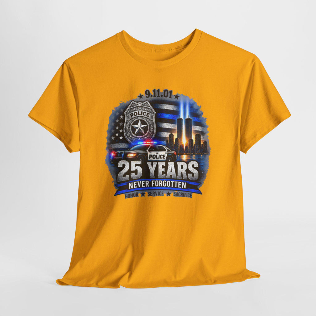 9-11 25 Years Never Forgotten Tee | Police Tribute, Twin Towers Memorial