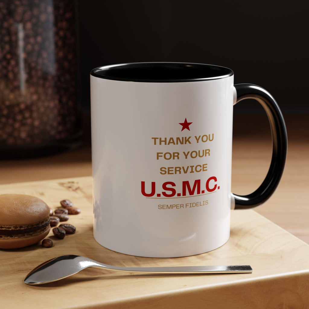 Thank You For Your Service USMC Mug | Accent Coffee Mug Right Hand