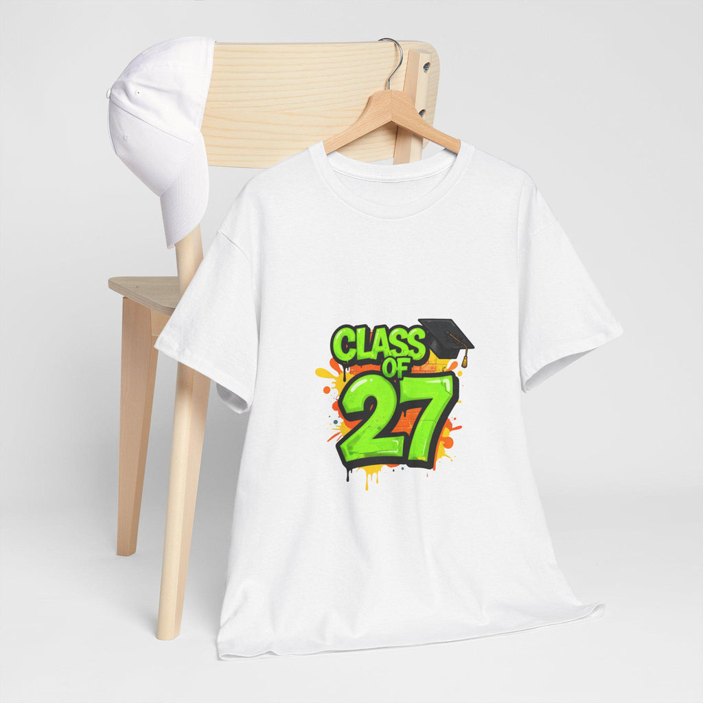 Class of 27 Graduation Tee | Neon Graffiti Grad Cap Design