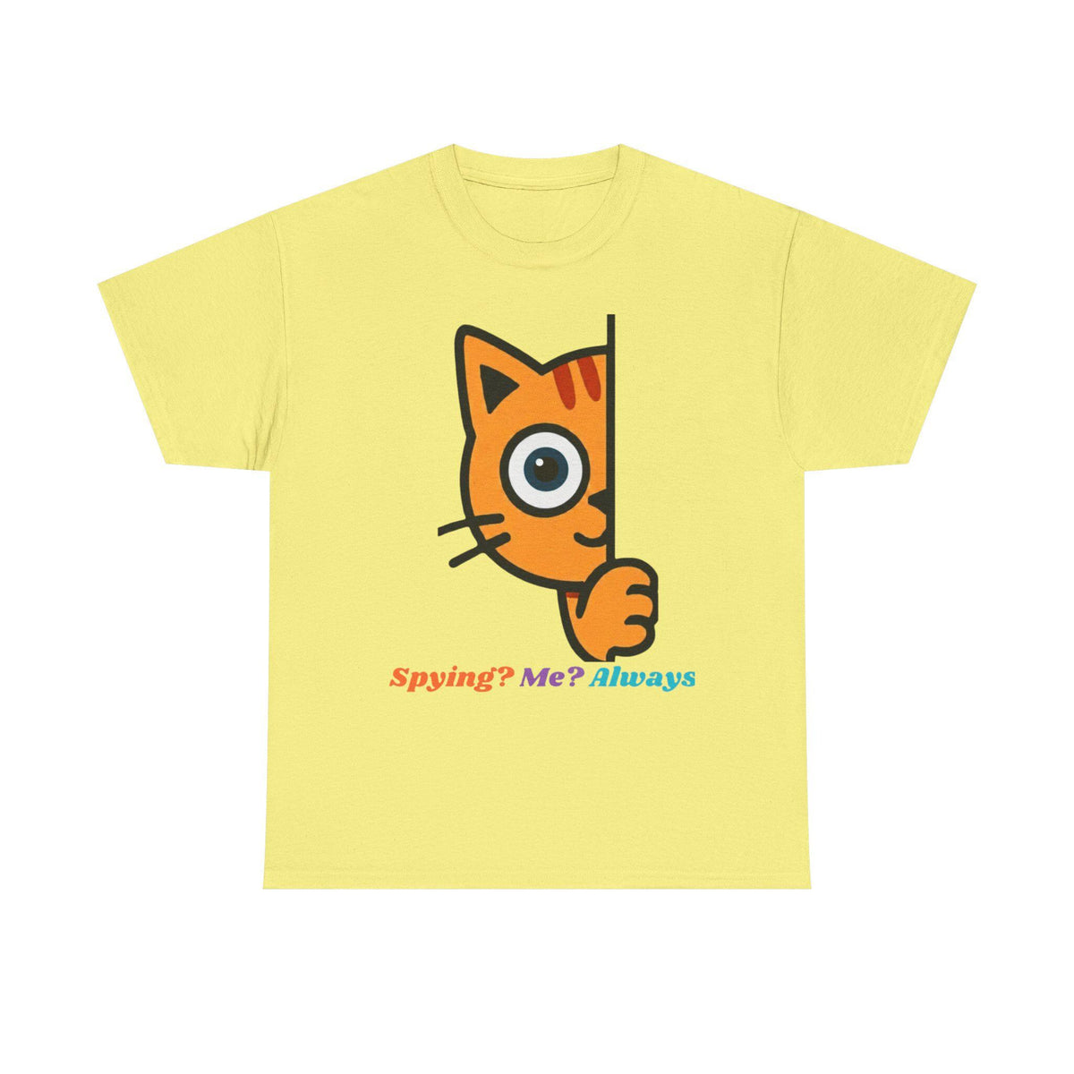 Orange Cat Peeking Tee | Playful Spying Kitty Graphic Shirt
