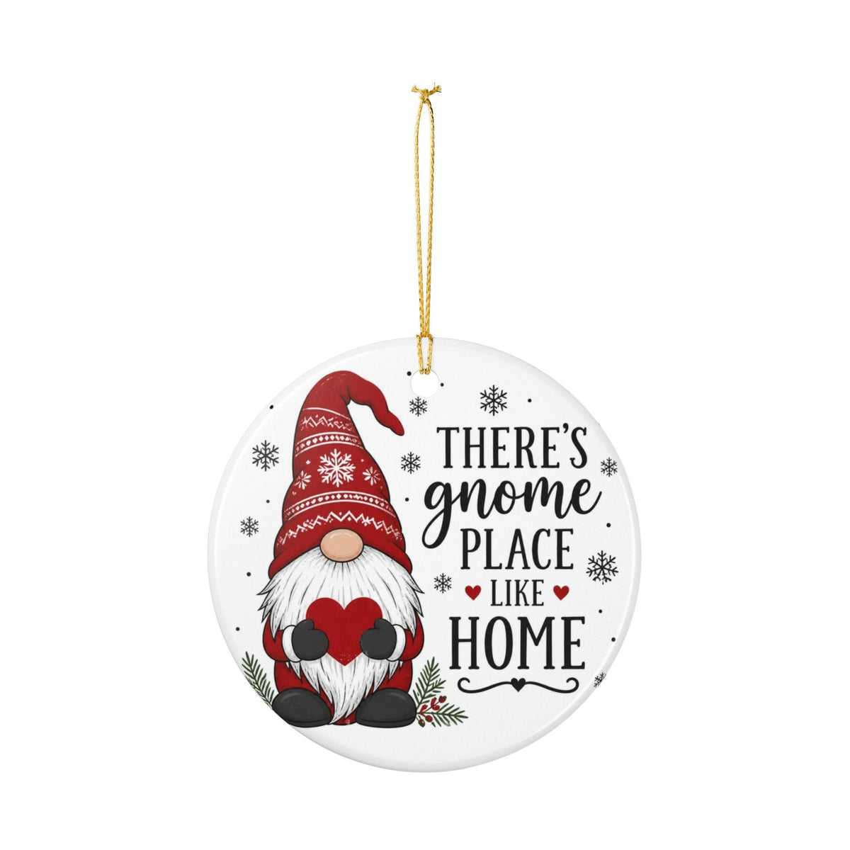 Gnome Merry Christmas Ceramic Ornament | Gnome Holiday Decoration