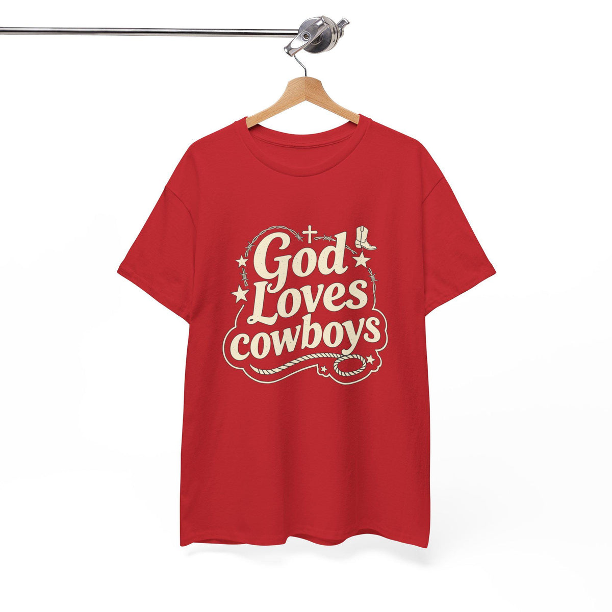 God Loves Cowboys T-Shirt | Western Christian Typography Tee