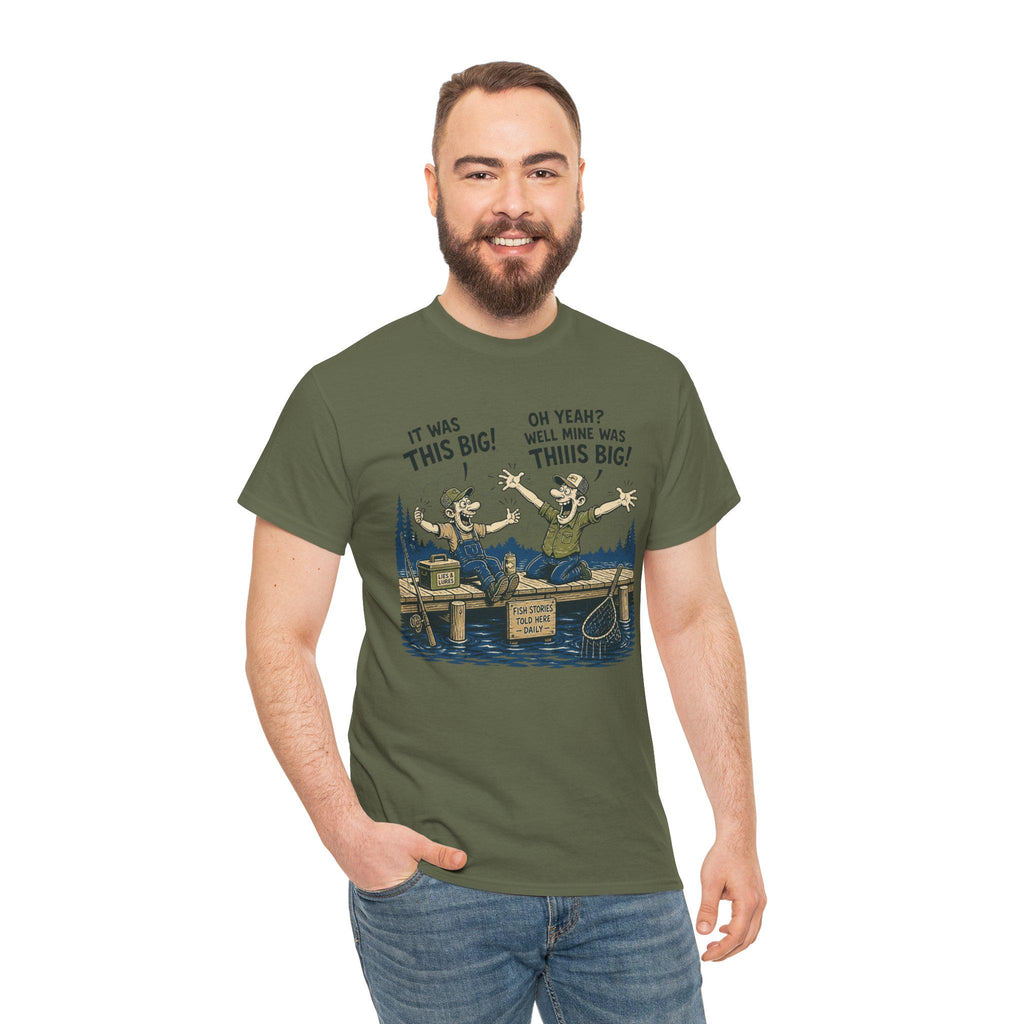 Fishing Tale Illustration Tee | Funny Fish Story T-Shirt, Lake Fishing Graphic
