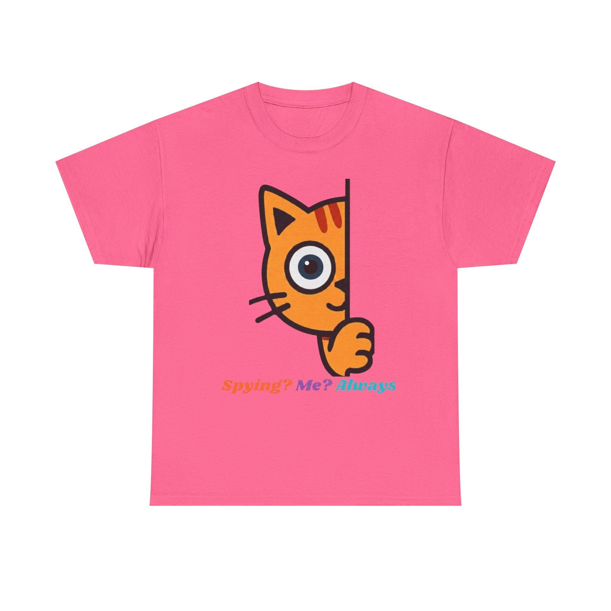 Orange Cat Peeking Tee | Playful Spying Kitty Graphic Shirt