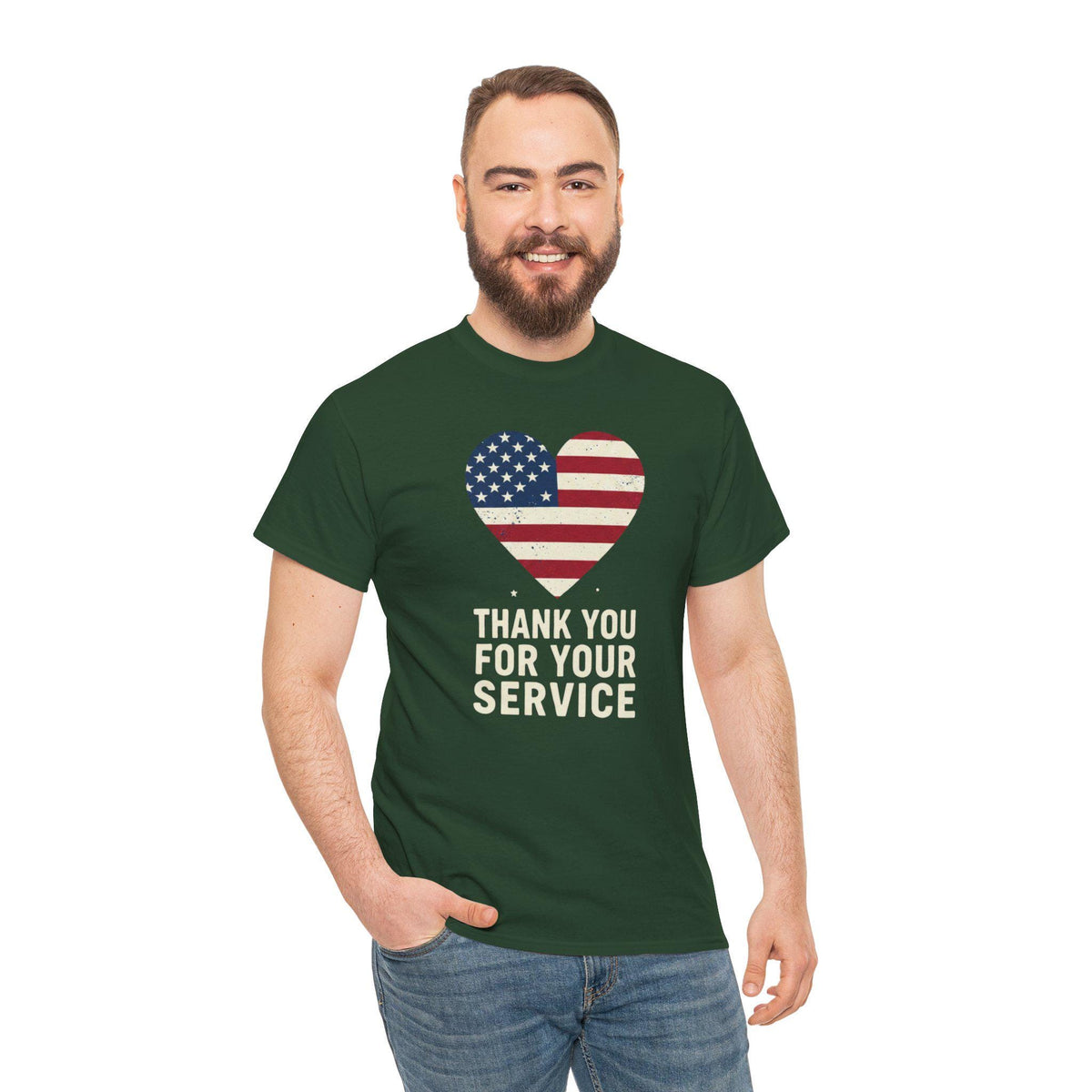 American Flag Heart Thank You For Your Service Tee | Patriotic, Veterans Day