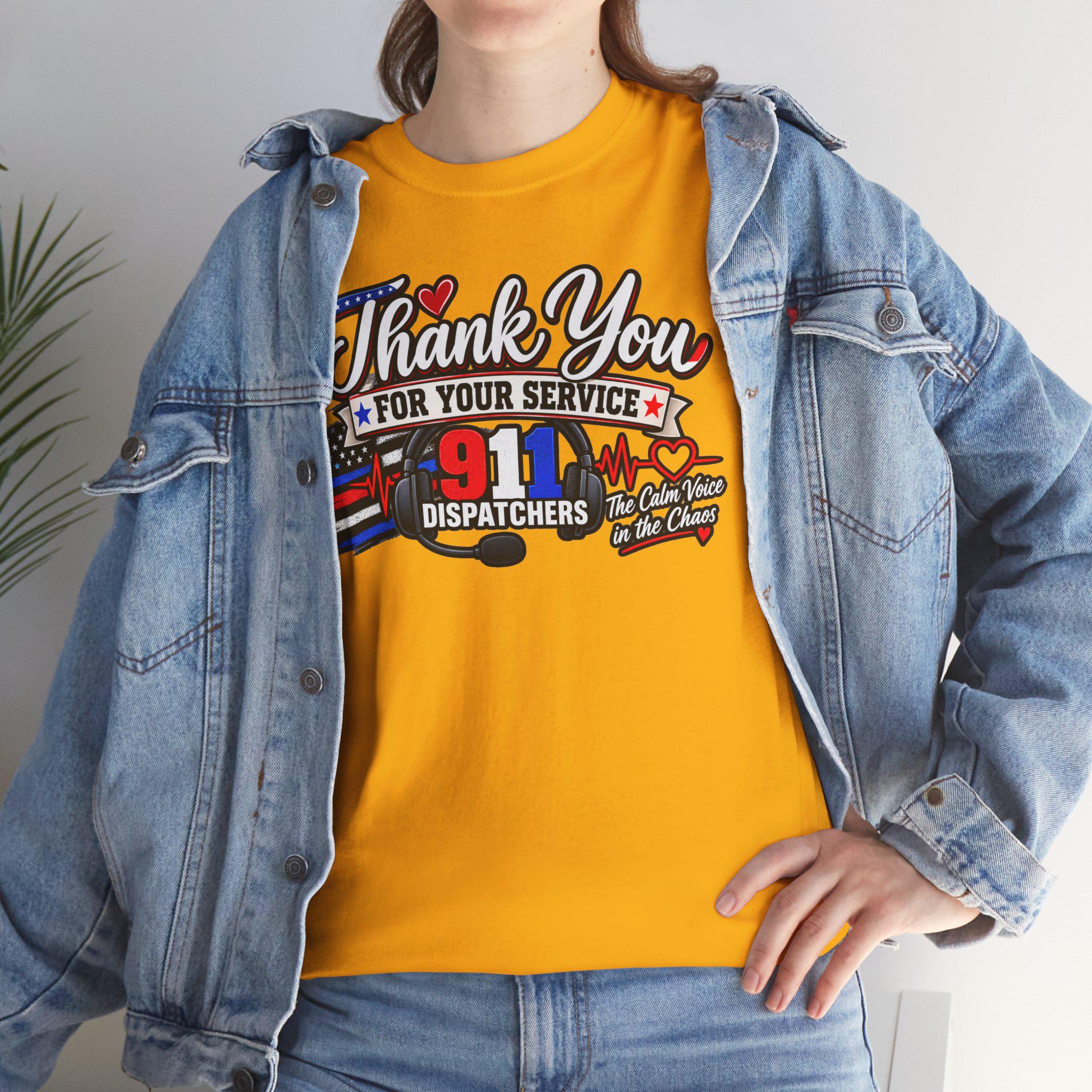 Thank You For Your Service 911 Dispatchers T-Shirt | American Flag Emergency Communicators