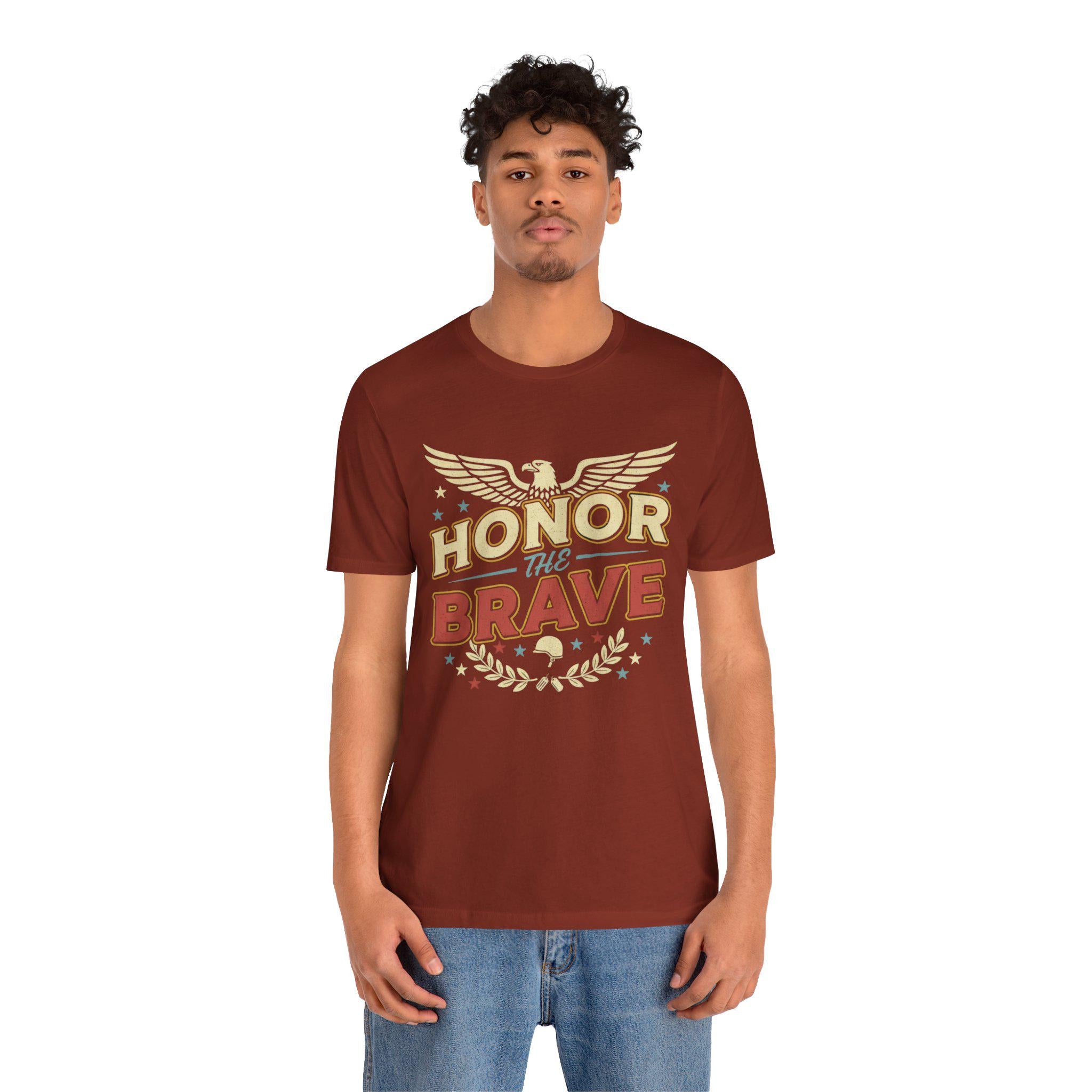 Honor the Brave T-Shirt | Patriotic Eagle Military Tribute Tee