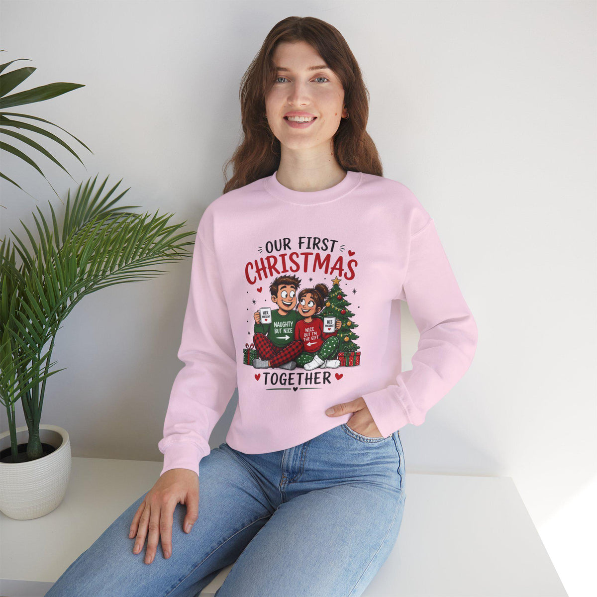 Our First Christmas Together Sweatshirt | Couple Holiday Illustration