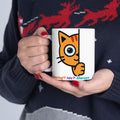 Cat Ceramic Mug, Playful Fox Peek Design, 11oz Coffee Cup