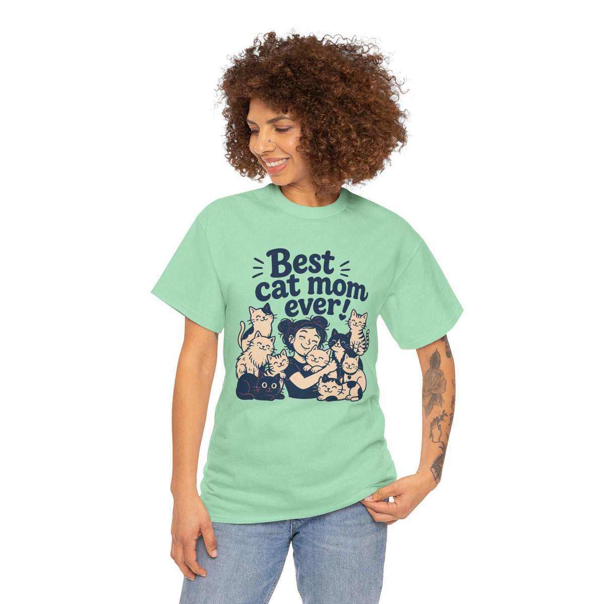 Cat Mom T-Shirt | Playful Clowder, Vintage Palette Graphic Tee