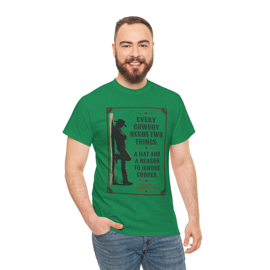 Every Cowboy Needs Two Things T-Shirt | Cowboy Silhouette, Western Quote