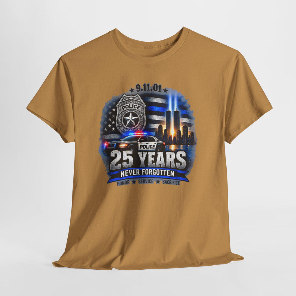 9-11 25 Years Never Forgotten Tee | Police Tribute, Twin Towers Memorial