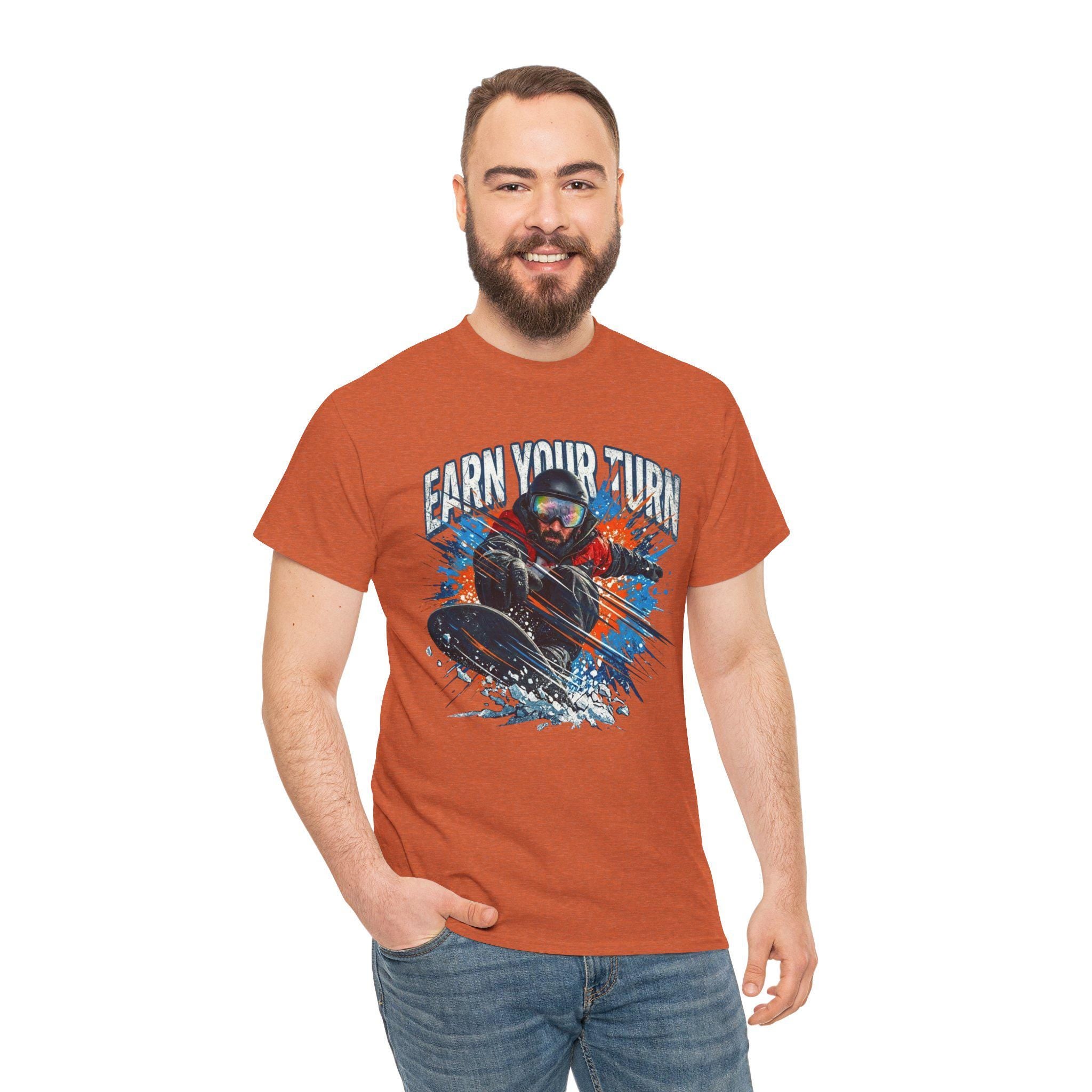 Earn Your Turn Snowboarder graphic tee | Snowboarding shirt, winter sports apparel