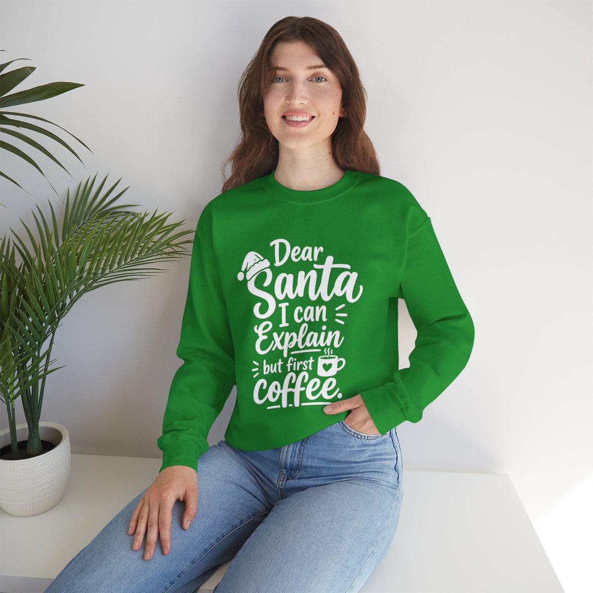 Dear Santa I Can Explain But First Coffee sweatshirt | Christmas crewneck