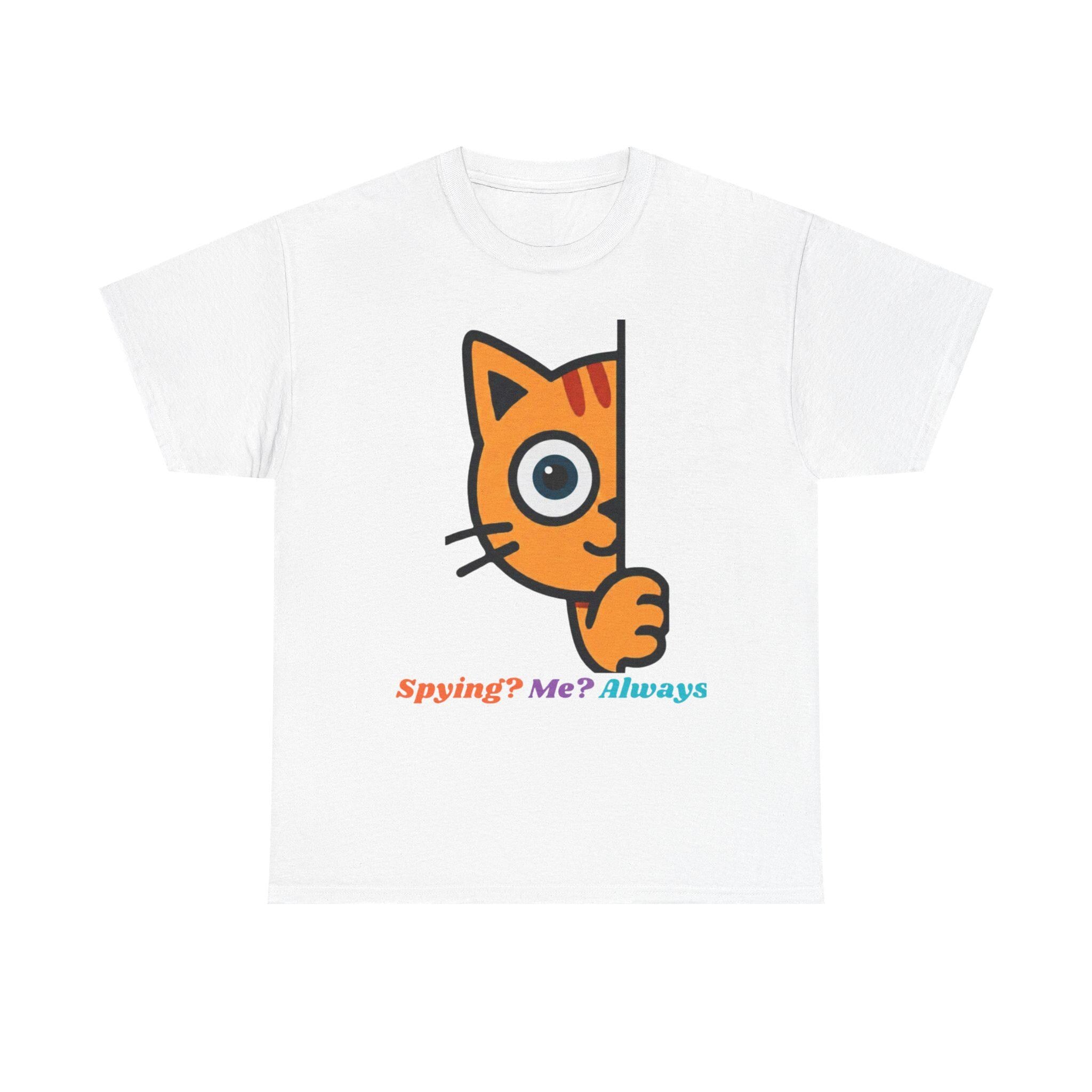 Orange Cat Peeking Tee | Playful Spying Kitty Graphic Shirt