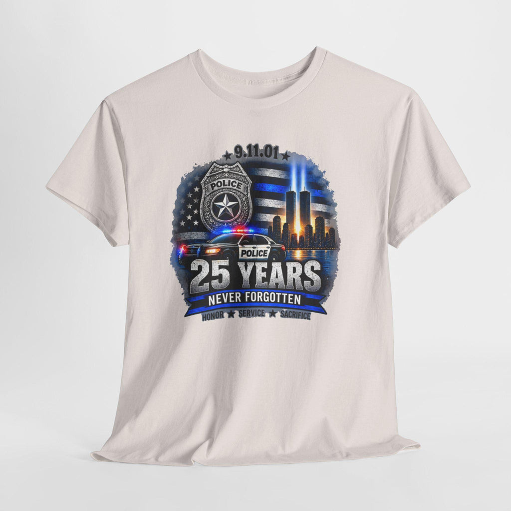 9-11 25 Years Never Forgotten Tee | Police Tribute, Twin Towers Memorial