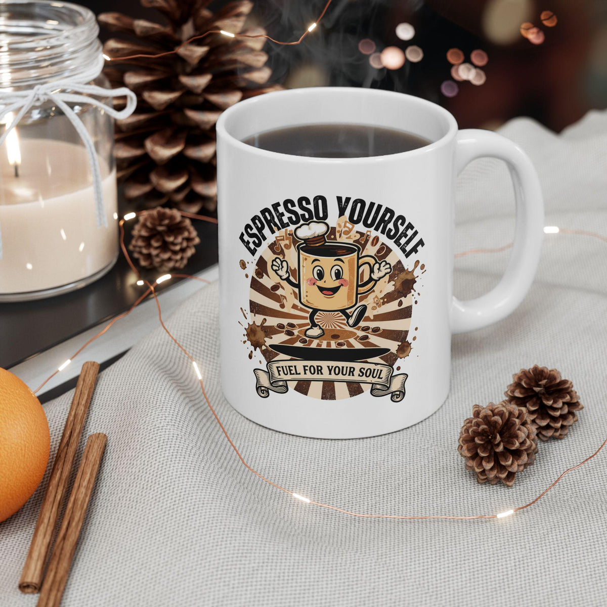 Espresso Yourself Funny Coffee Mug, Cute Ceramic Coffee Lover Gift, 11oz 15oz Espresso Mug, Barista Gift, Office Coffee Mug for Her and Him