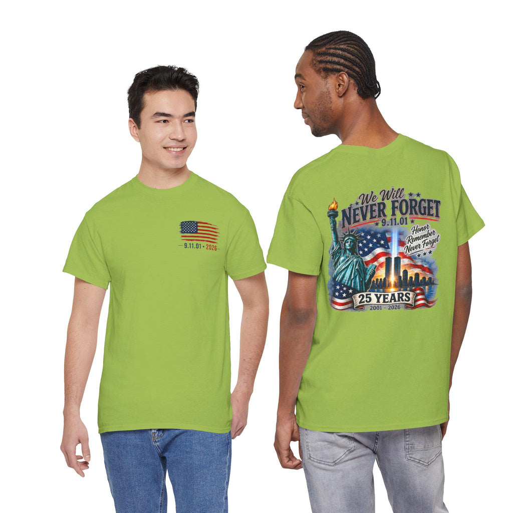 9/11 Memorial Tee | Statue of Liberty, Twin Towers, American Flag (25 Years)