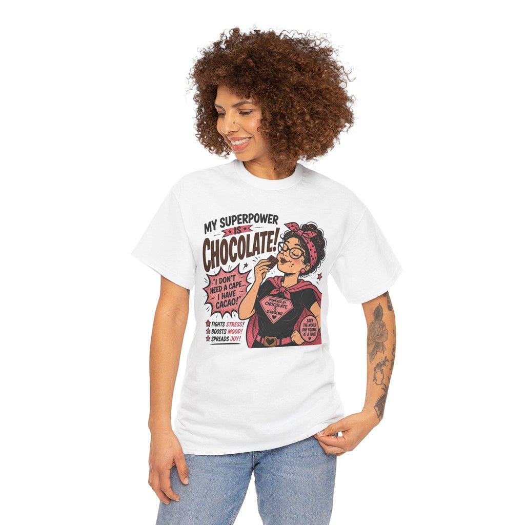 My Superpower Is Chocolate T-Shirt | Retro Comic Woman Chocolate Tee