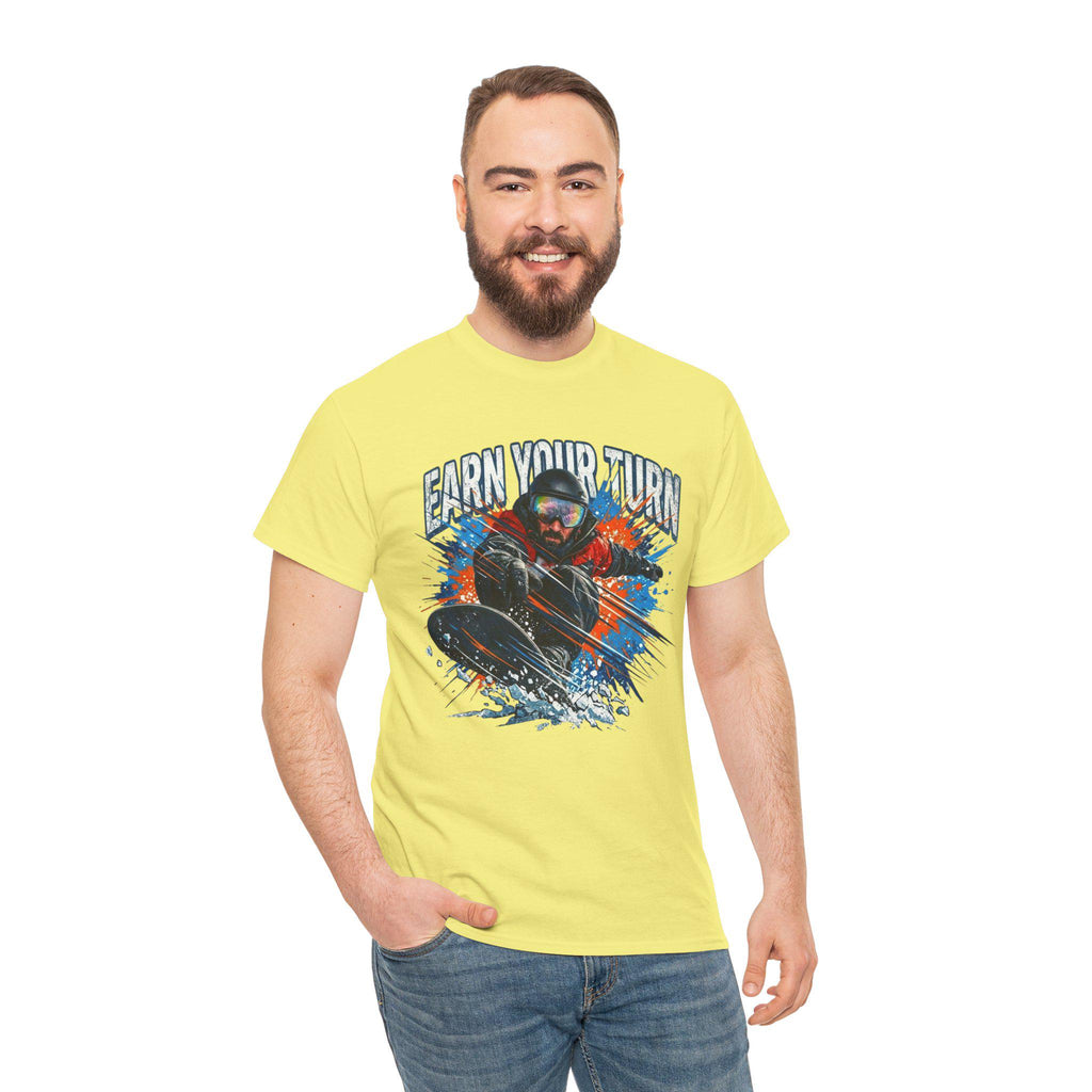 Earn Your Turn Snowboarder graphic tee | Snowboarding shirt, winter sports apparel