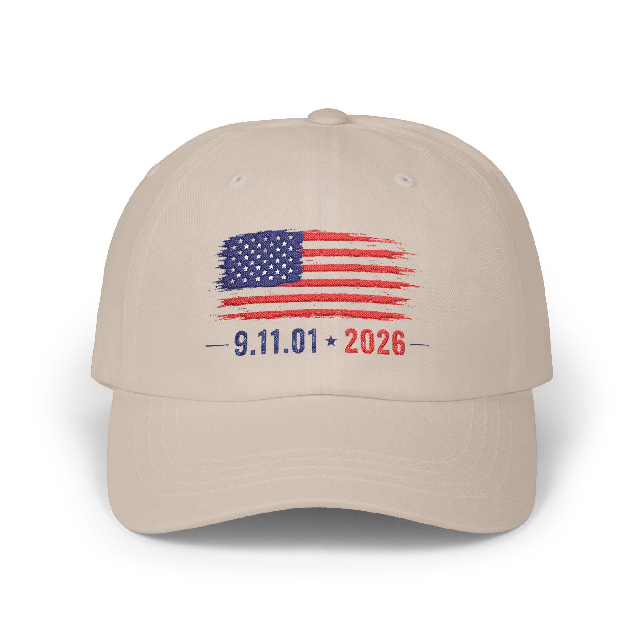 American Flag 9 11 01 2026 Dad Cap | 911 Memorial Baseball Hat