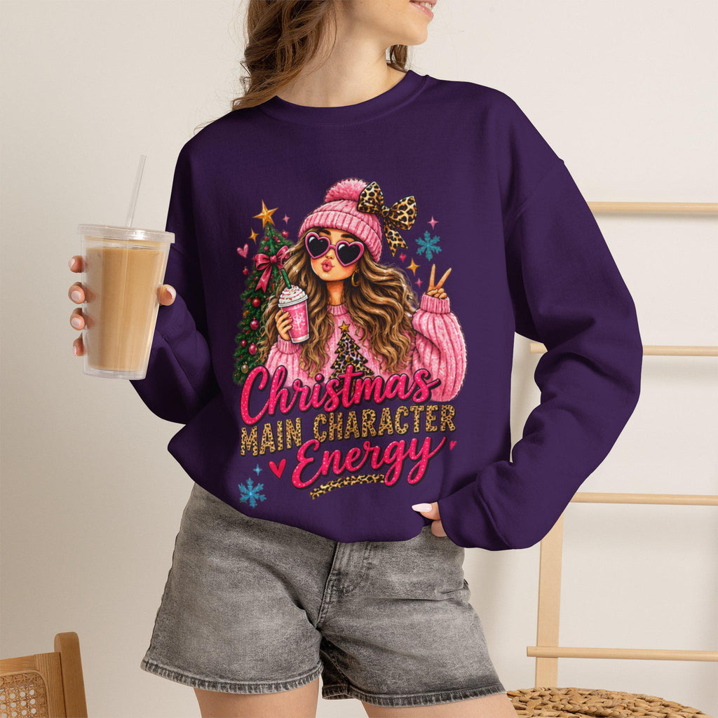 Pink Christmas Tree Sweatshirt, GenZ Christmas Crewneck, Cute Holiday Sweatshirt for Her, Retro Xmas Gift, Trendy Womens Winter Top