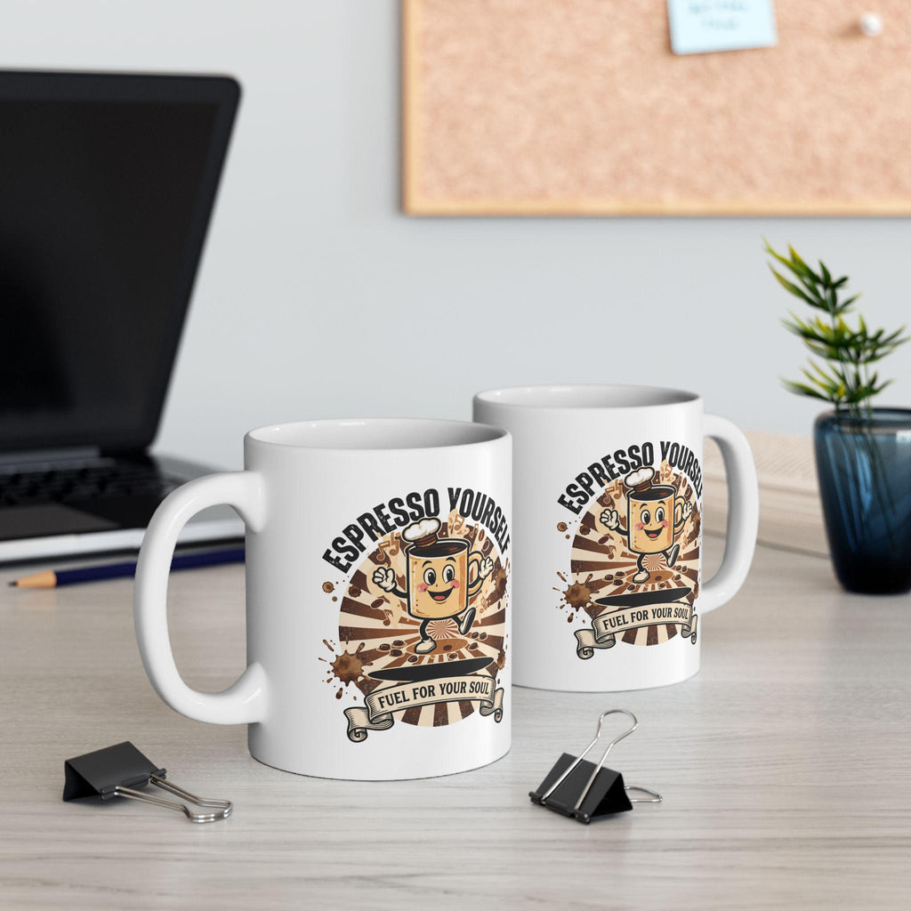 Espresso Yourself Funny Coffee Mug, Cute Ceramic Coffee Lover Gift, 11oz 15oz Espresso Mug, Barista Gift, Office Coffee Mug for Her and Him