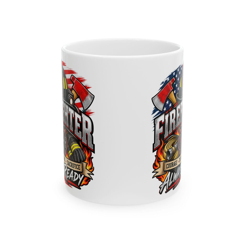 Firefighter Helmet Axes Mug | Courage Dedication Sacrifice Coffee Cup