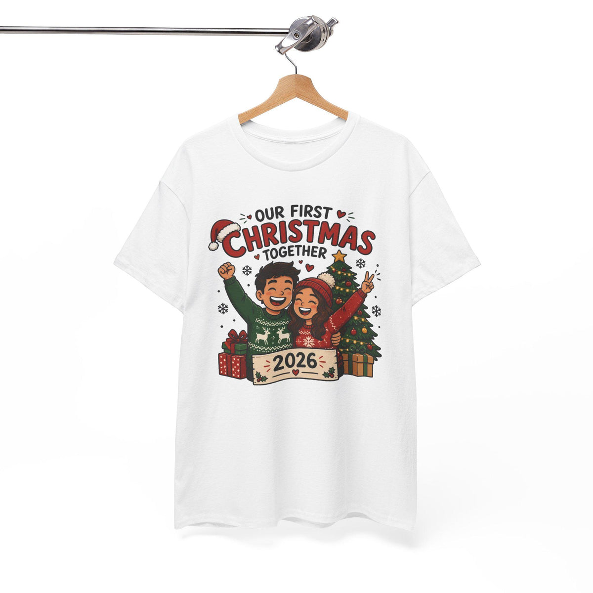 Our First Christmas Together 2026 Tee | Couple Holiday Shirt, Christmas Tree Illustration