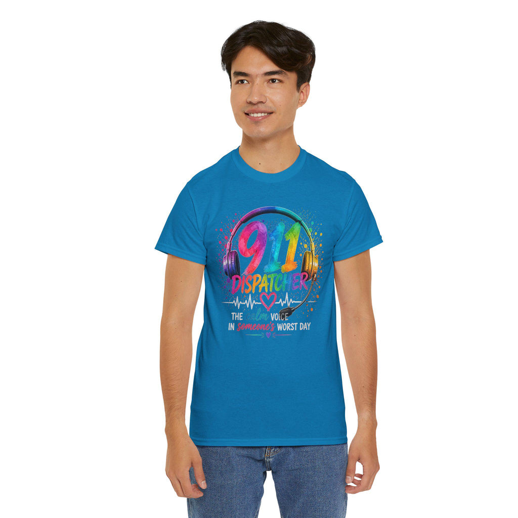 911 Dispatcher Tee | Rainbow Headset, Calm Someone's Worst Day design,first responder