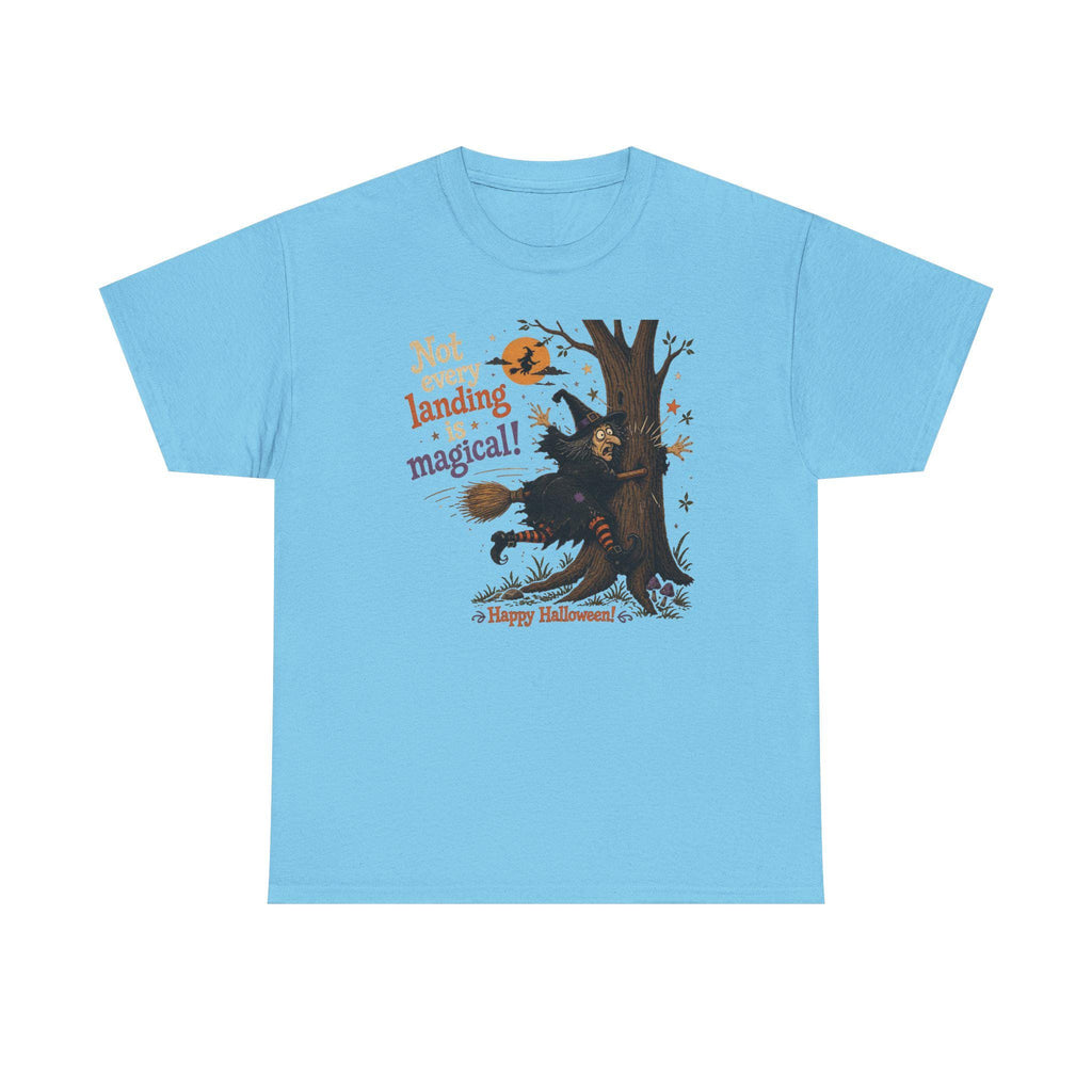 Witch Halloween Tee | Broom Landing Gone Wrong, Pumpkin Orange (100% Cotton)
